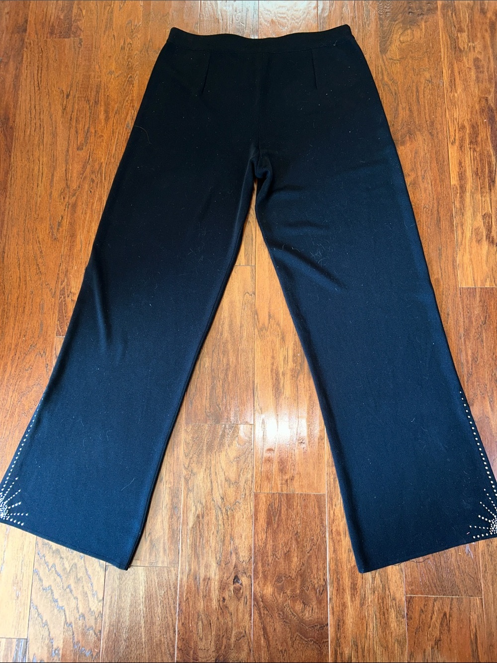 Misook Black Wide-Leg Knit Pants w/ Stud Detail*matching Misook jacket